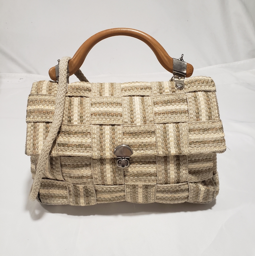 Vintage "MB" Woven Canvas Shoulder Bag
